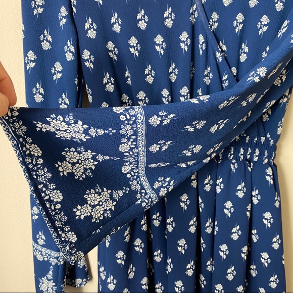 Y2K Romper Womens XS Flowy Floral Long Sleeve Bell Drapey Indie Flowey‎ Milky - Picture 7 of 10